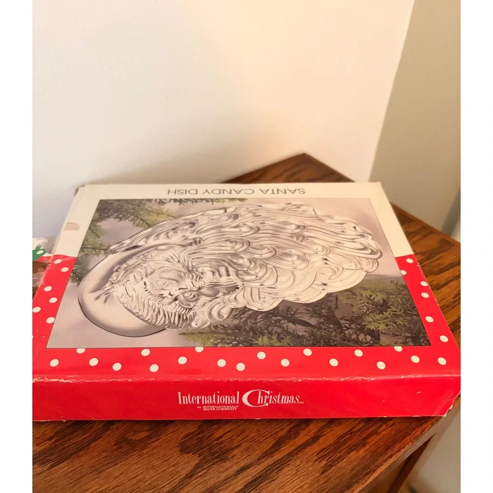 International Silver Company Santa Candy Dish Vintage Christmas Silverplate Tray